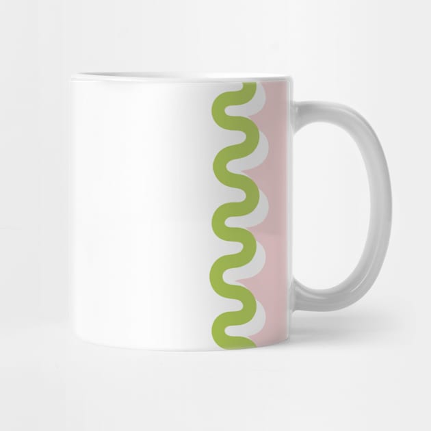 Wavy Lines - White Pink Green by Colorable